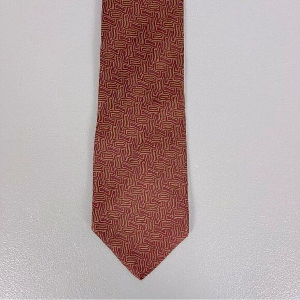 GIORGIO ARMANI MENS SILK TIE RED/BROWN WITH DESIGN